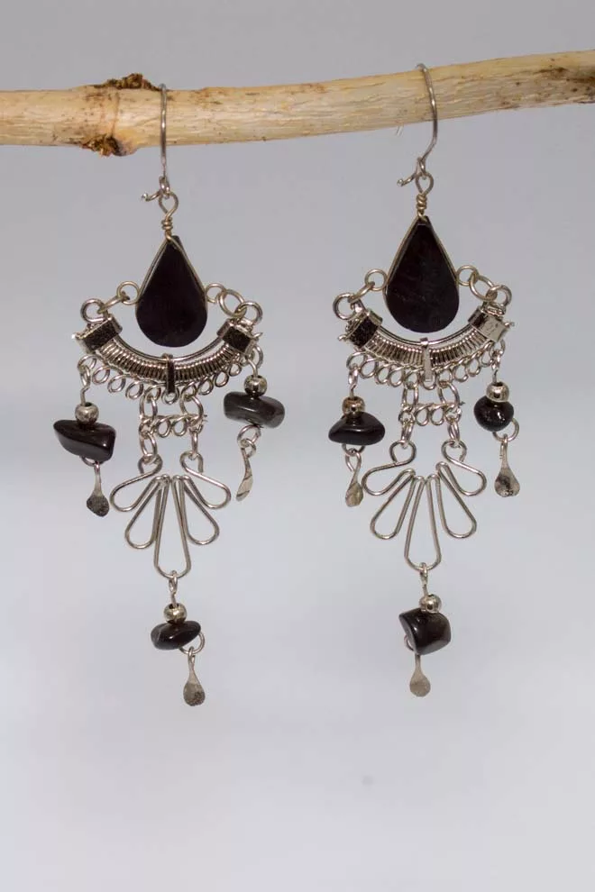 Boucle d'oreilles en pierre naturelle - Onyx - Modèle Colibri