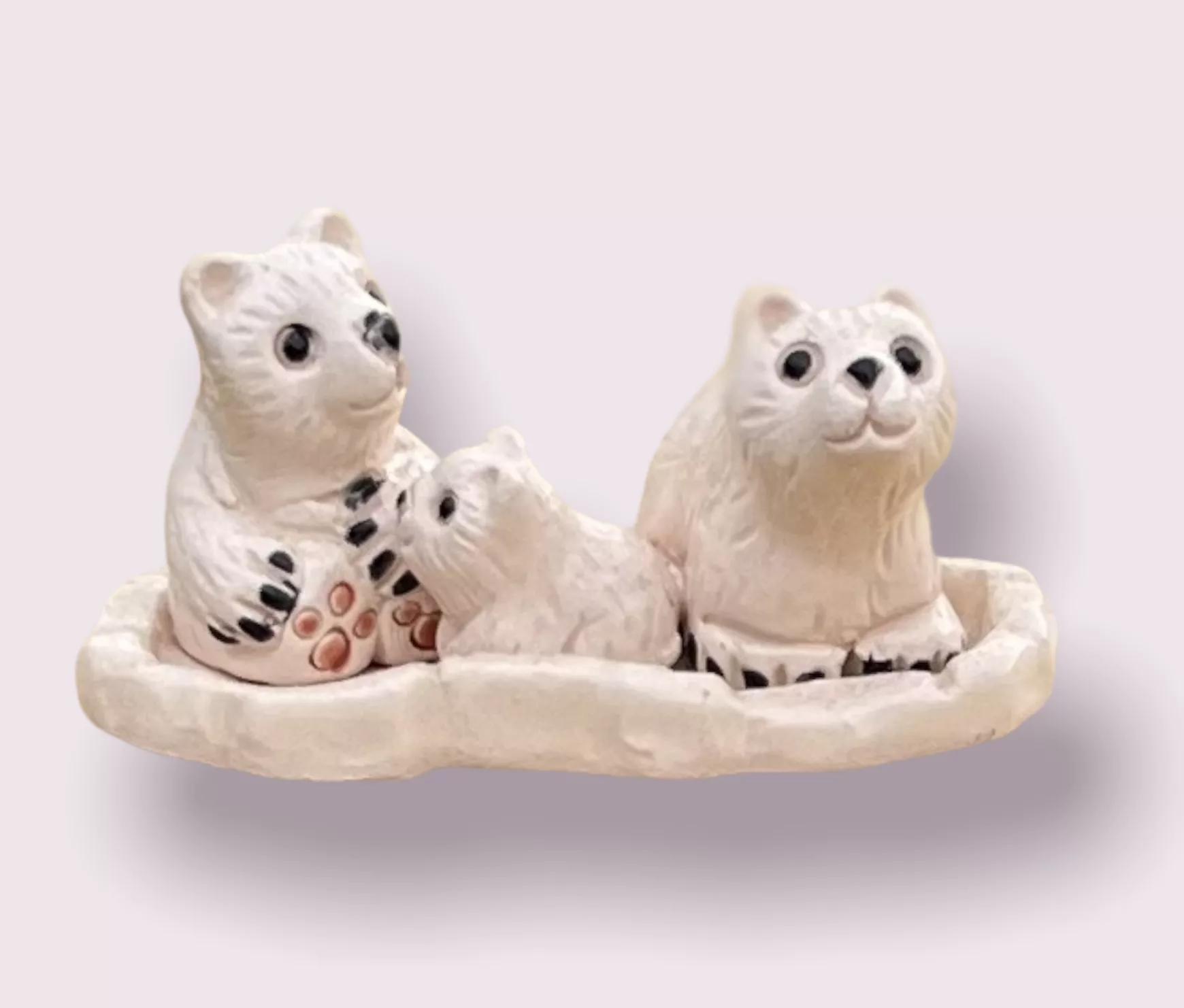 Nid en céramique - famille d'Ours polaire