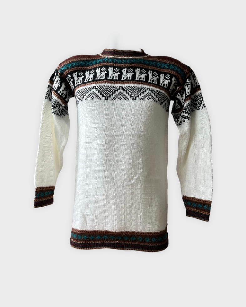 Pull en alpaga "Cusco" - Gris métallique - Blanc