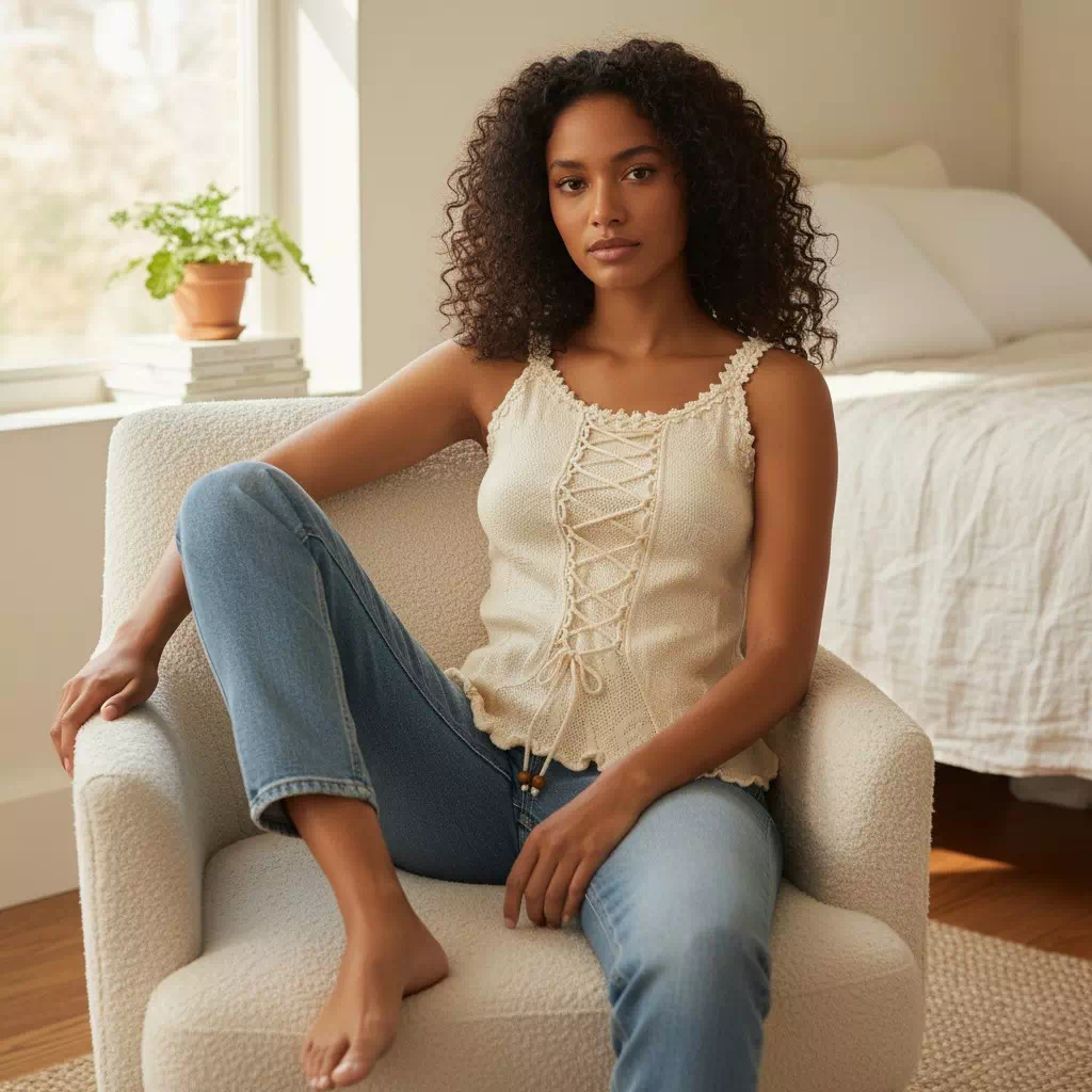 Découvrez l'Élégance du Haut en Coton Naturel - Alba – Image 2