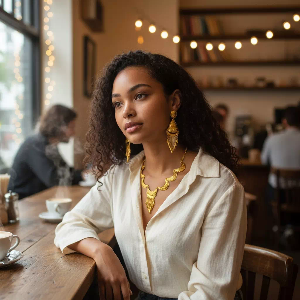 Parure bijoux inca dorée
