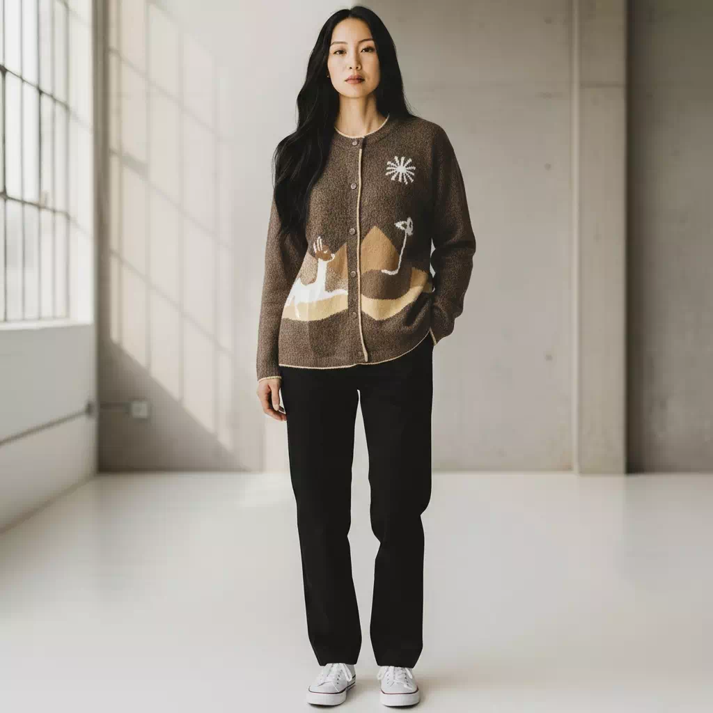 Gilet femme en alpaga 50% - Paysage – Image 3