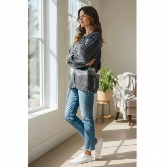 Gilet femme en alpaga 50% - Paysage – Image 5