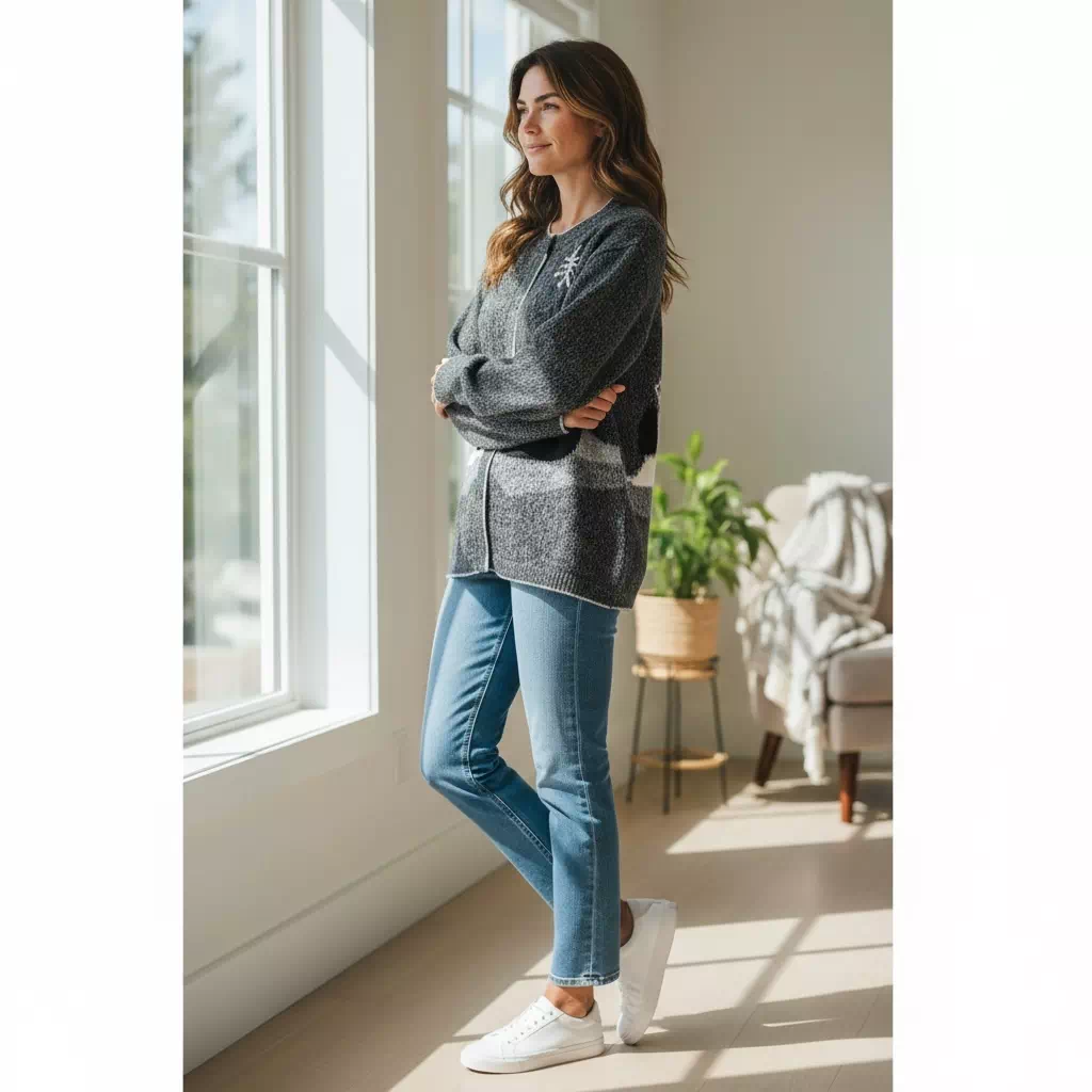 Gilet femme en alpaga 50% - Paysage – Image 5