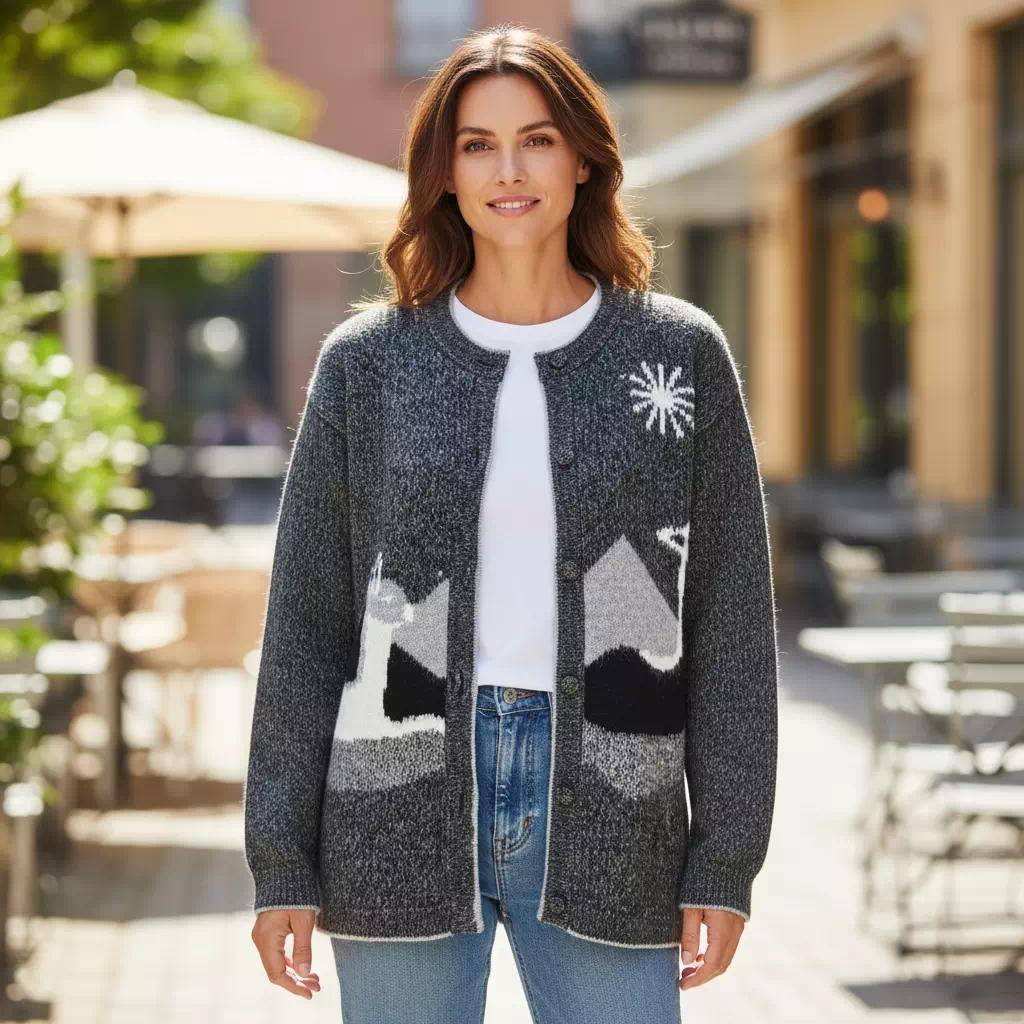 Gilet femme en alpaga 50% - Paysage