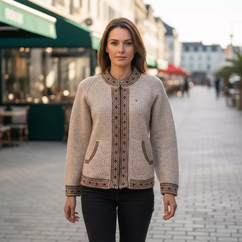 Gilet 50% en alpaga tricoté à la main au Pérou